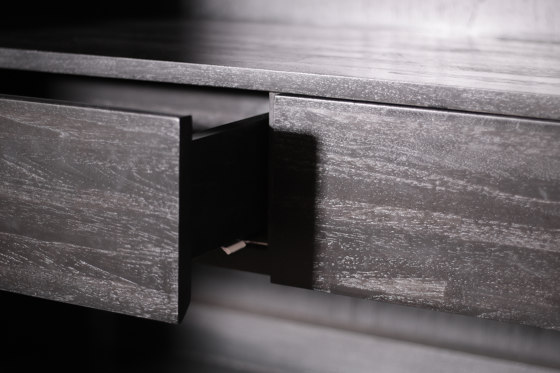 Grooves | Teak black storage cupboard - 2 doors - 2 inside drawers - varnished | Schränke | Ethnicraft