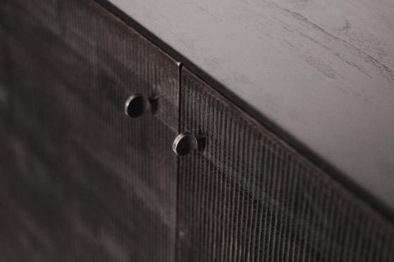 Grooves | Teak black storage cupboard - 2 doors - 2 inside drawers - varnished | Cabinets | Ethnicraft