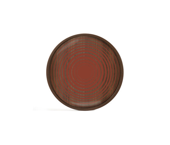 Linear Flow tray collection | Pumpkin Circles glass valet tray - wooden rim - round - M | Vassoi | Ethnicraft