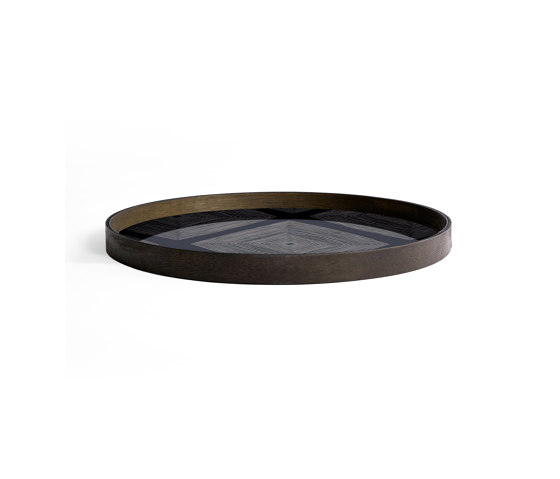 Linear Flow tray collection | Ink Linear Squares glass tray - round - L | Vassoi | Ethnicraft