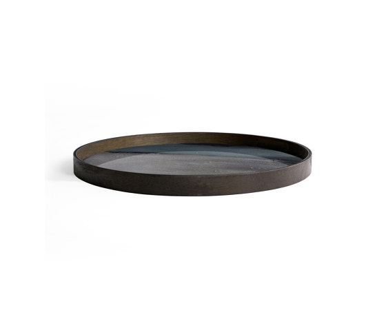 Linear Flow tray collection | Graphite Organic glass tray - round - L | Vassoi | Ethnicraft