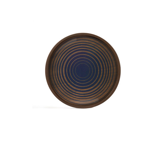 Linear Flow tray collection | Royal Circles glass valet tray - wooden rim - round - M | Plateaux | Ethnicraft