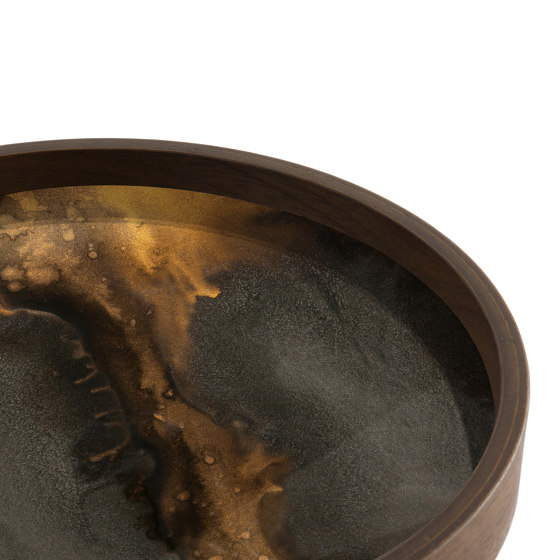 Linear Flow tray collection | Bronze Organic glass valet tray - round - L | Trays | Ethnicraft