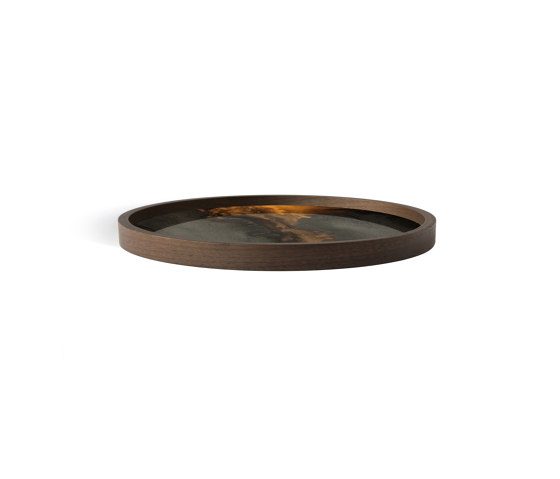 Linear Flow tray collection | Bronze Organic glass valet tray - round - L | Bandejas | Ethnicraft