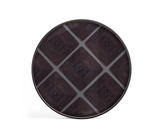 Linear Flow tray collection | Slate Linear Squares glass tray - round - XL | Trays | Ethnicraft