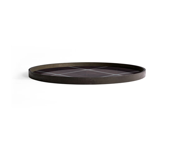 Linear Flow tray collection | Slate Linear Squares glass tray - round - XL | Trays | Ethnicraft