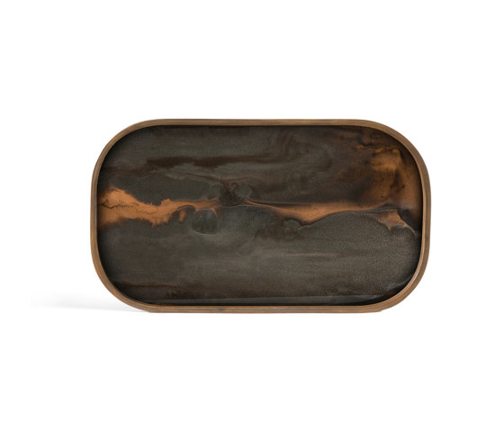 Linear Flow tray collection | Bronze Organic glass valet tray - rectangular - L | Bandejas | Ethnicraft