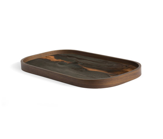 Linear Flow tray collection | Bronze Organic glass valet tray - rectangular - L | Trays | Ethnicraft