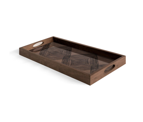 Linear Flow tray collection | Walnut Linear Squares glass tray - rectangular - M | Tabletts | Ethnicraft