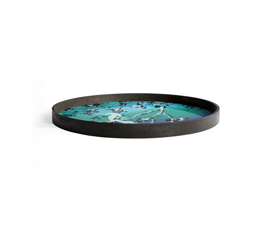Ocean Blue tray collection | Birds of Paradise glass tray - round - L | Tabletts | Ethnicraft