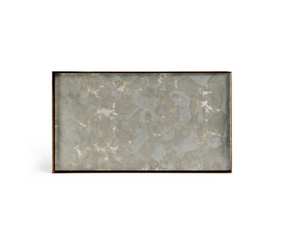 Organic tray collection | Fossil Organic glass valet tray - metal rim - rectangular - M | Vassoi | Ethnicraft