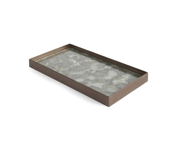 Organic tray collection | Fossil Organic glass valet tray - metal rim - rectangular - M | Bandejas | Ethnicraft
