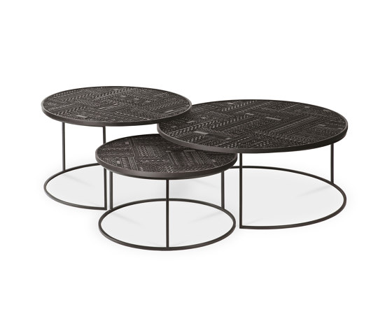 Tabwa | Teak round nesting black coffee table - set of 3 - varnished | Mesas de centro | Ethnicraft