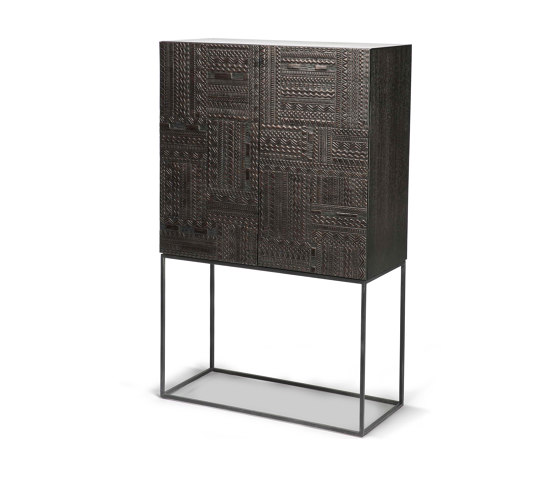 Tabwa | Teak black storage cupboard - 2 doors - 2 inside drawers - varnished | Armadi | Ethnicraft