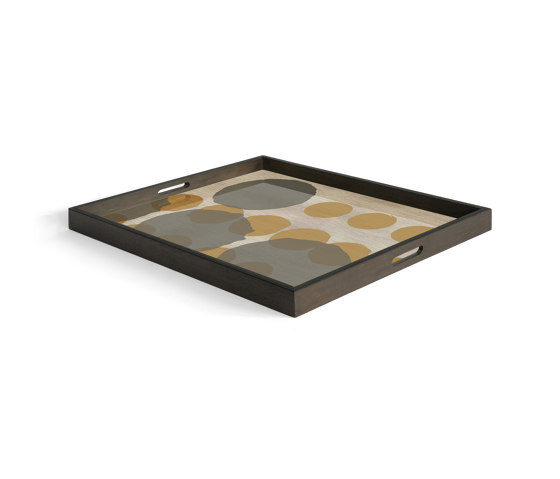 Translucent Silhouettes tray collection | Sienna Layered Dots glass tray - rectangular - L | Vassoi | Ethnicraft