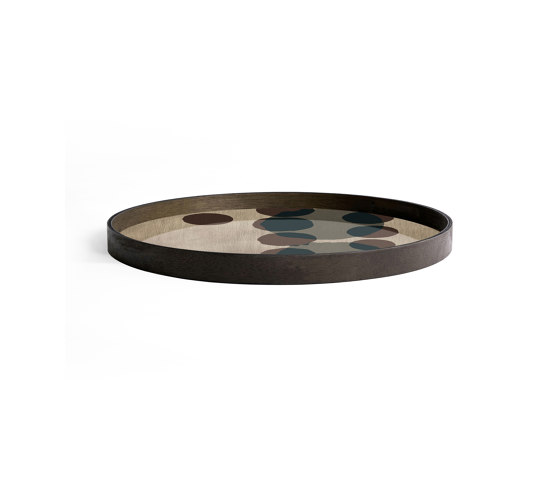 Translucent Silhouettes tray collection | Slate Layered Dots glass tray - round - L | Trays | Ethnicraft
