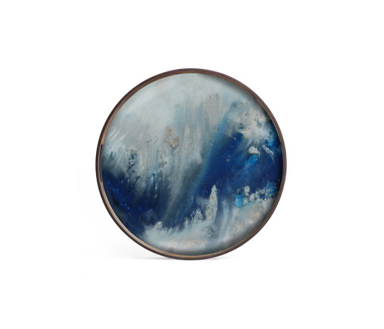 Tribal Quest tray collection | Blue Mist Organic glass tray - round - S | Bandejas | Ethnicraft