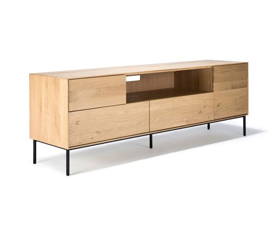 Whitebird | Oak TV cupboard - 1 door - 1 flip-down door - 2 drawers - varnished | Sideboards | Ethnicraft