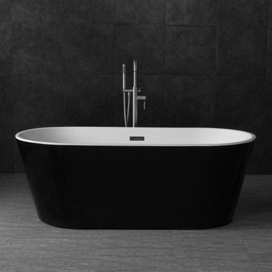 ACRYLIC | Bruges Freestanding Acrylic Bathtub - Black & White - 160cm | Bathtubs | Riluxa