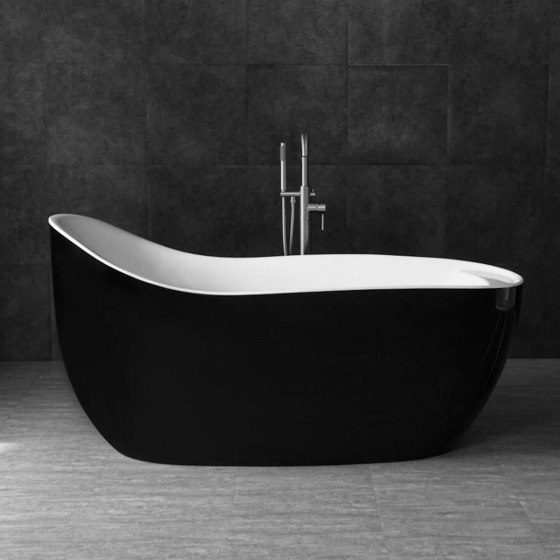 ACRYLIC | Calvi Freestanding Acrylic Bathtub - Black & White - 170cm | Bathtubs | Riluxa