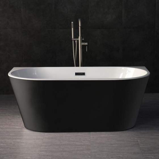 ACRYLIC | Aludra Freestanding Acrylic Bathtub - Black & White - 150cm | Bathtubs | Riluxa
