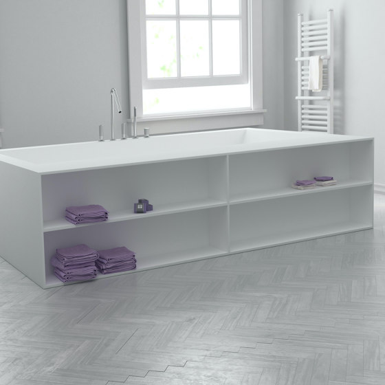 CORIAN® | Cassiopeia Built-in DuPont™ Corian® Bathtub - Front shelves | Bathtubs | Riluxa