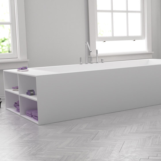 CORIAN® | Cassiopeia Built-in DuPont™ Corian® Bathtub - Side shelves | Bathtubs | Riluxa