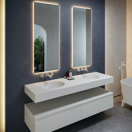 CORIAN® | Calm DuPont™ Corian® Wall Mounted Double Washbasin | Wash basins | Riluxa