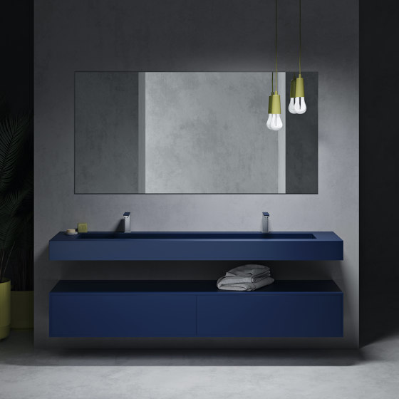 CORIAN® COLOUR | Sagitta Plus Wall Mounted Washbasin + Gaia Renaissance Bathroom Cabinet - 2 drawers | Vanity units | Riluxa