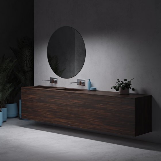 CORIAN® COLOUR | Lavabo doble Sagitta + mueble de lavabo Gaia Renaissance all Corian® Colour - 3 cajones | Armarios lavabo | Riluxa