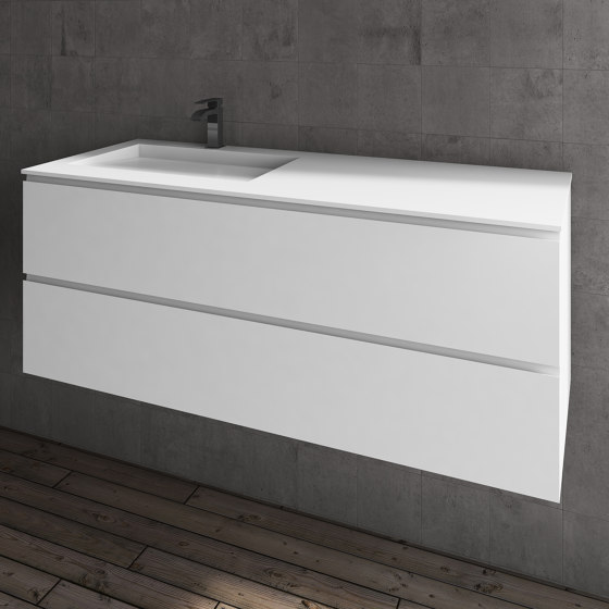 MDF + CORIAN® | Lavabo Sagitta Corian® + mueble bajo lavabo Gaia Classic - 2 cajones | Armarios lavabo | Riluxa