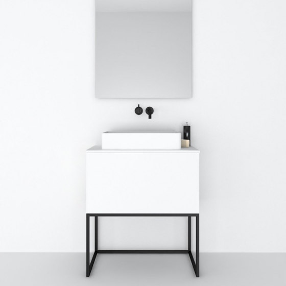 MDF | Mueble de baño independiente Combi en MDF con base de acero - 1 cajón | Armarios lavabo | Riluxa