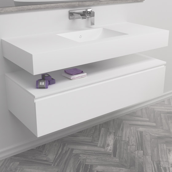 MDF | Gaia Classic Mobiletto per bagno sospeso in MDF - 1 cassetto | Mobili lavabo | Riluxa