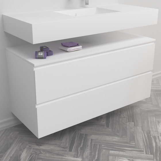 MDF | Gaia Classic Mobiletto per bagno sospeso in MDF - 2 cassetti | Mobili lavabo | Riluxa