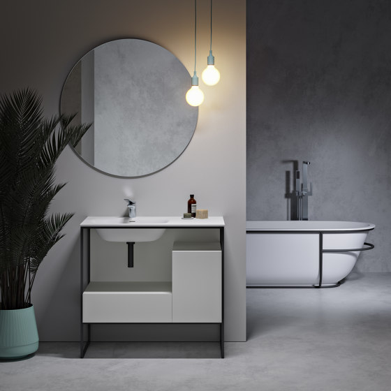 SOLID SURFACE | Amsterdam Mobile Freestanding in MDF con Lavabo in Solid Surface - 2 cassetti | Lavabi | Riluxa
