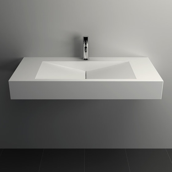 SOLID SURFACE | Anemone Solid Surface Wall Mounted Washbasin - 90cm | Wash basins | Riluxa