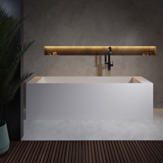 SOLID SURFACE | Biham Vasca da bagno indipendente in Solid Surface con scaffali - 180cm | Vasche | Riluxa