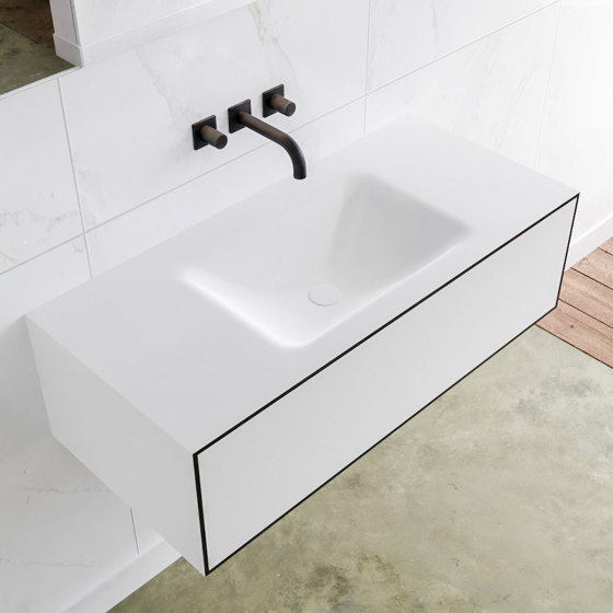 SOLID SURFACE | Mueble de baño suspendido LAGO con lavabo encimera en solid surface - 1 cajón | Armarios lavabo | Riluxa