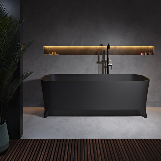 SOLID SURFACE | Miram Vasca da bagno indipendente in Solid Surface - Nero - 180cm | Vasche | Riluxa