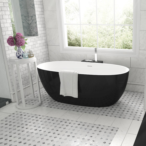 SOLID SURFACE | Nantes Mini Vasca da bagno indipendente in Solid Surface - Bianco e Nero - 150cm | Vasche | Riluxa