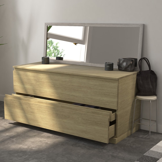SOLID WOOD | Gaia Wood Mueble de baño independiente Modulo de madera maciza de roble - 2 cajones | Aparadores | Riluxa