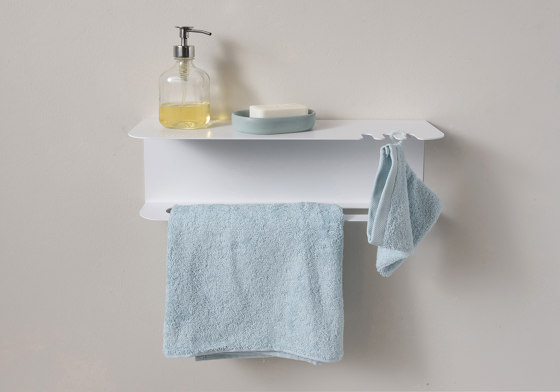TEEtow 45 cm étagère murale blanche en acier salle de bain | Porte-serviettes | Teebooks