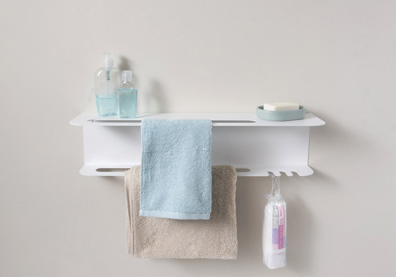 TEEtow 60 cm bianco mensola a muro in acciaio per il bagno | Portasciugamani | Teebooks