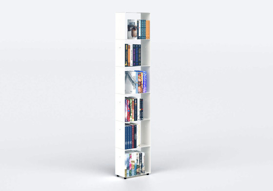 BiblioTEE Bibliothèque Blanche 30 Cm - Metal - 6 Niveaux | Étagères | Teebooks