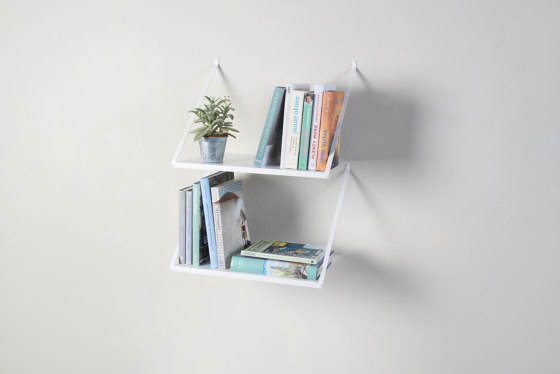 TEEall Hanging wall shelf in white steel | Shelving | Teebooks