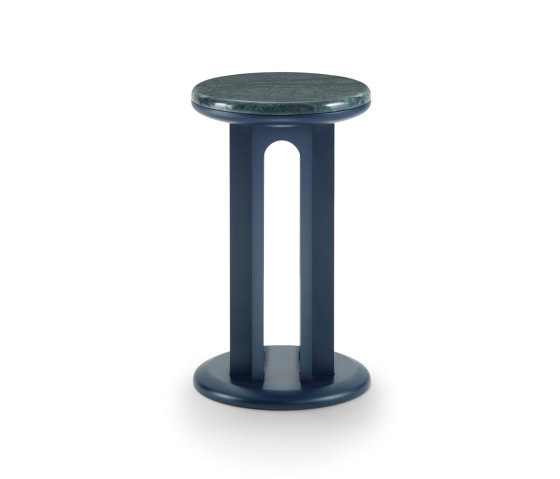 Arcolor Small Table 30 - Version with night blue RAL 5011 lacquered Base and Guatemala Marble Top | Mesas auxiliares | ARFLEX
