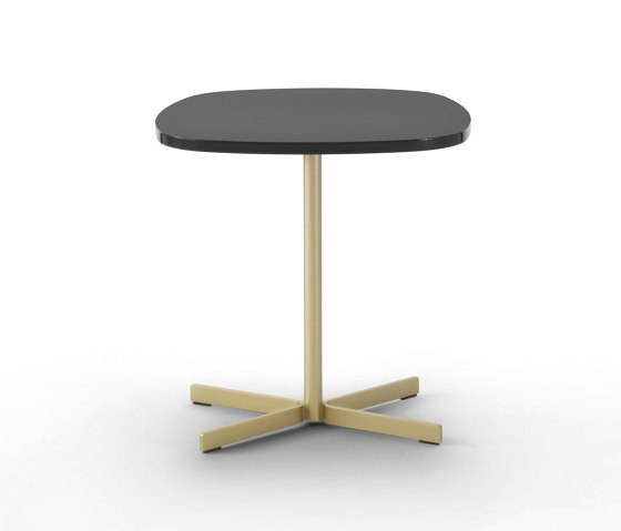 Island Petite table 56x56 - Version avec base laquée or et plateau en MDF laqué noir brillant | Tables basses | ARFLEX