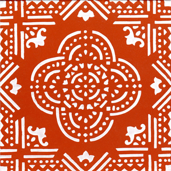 LR SC Madras Fondo Arancio Decoro Bianco | Ceramic tiles | La Riggiola