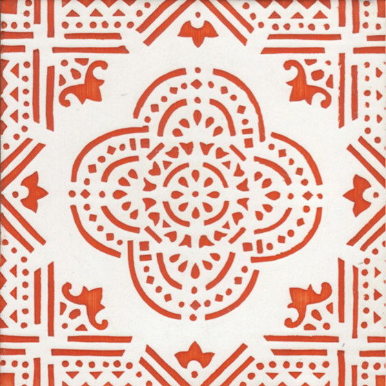 LR SC Madras Fondo Bianco Decoro Arancio | Piastrelle ceramica | La Riggiola