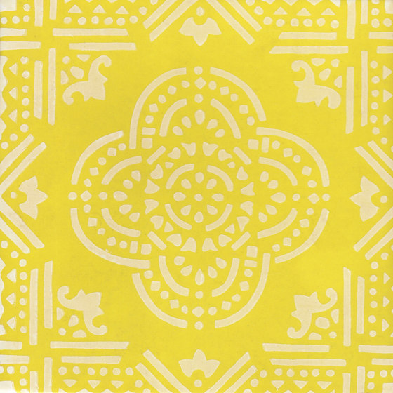 LR SC Madras Fondo Giallo Decoro Bianco | Ceramic tiles | La Riggiola